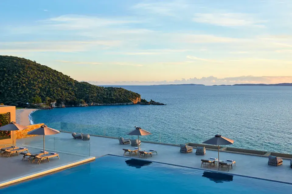 Elix - Main pool with a view of the Ionian Sea.