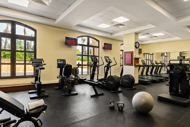 Fitness center at the Elysium with cardio and other exercise equipment